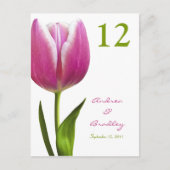 Roze Tulp Tafel Nummer Kaart (Voorkant)