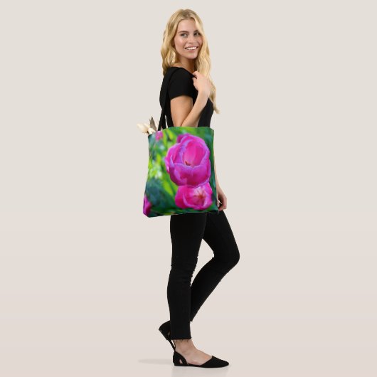 Roze tulp tote bag (Op model)