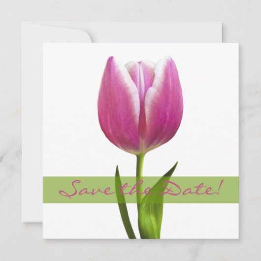 Roze Tulp Trouwafspraak 'Save the Date' Aankondigi Save The Date (Voorkant)
