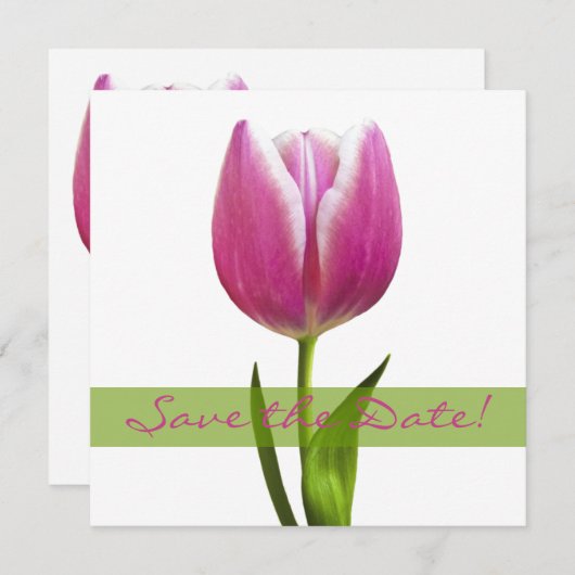 Roze Tulp Trouwkaart Save the Date Aankondiging (Voorkant / Achterkant)