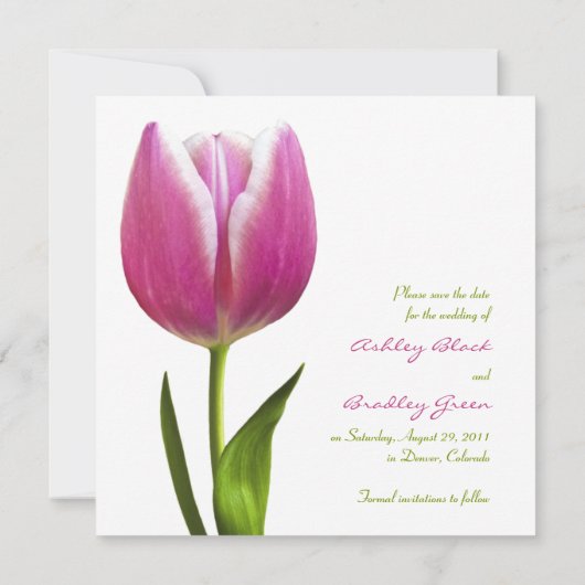 Roze Tulp Trouwkaart Save the Date Aankondiging (Achterkant)