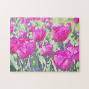 Roze Tulp Tuin Kunst Bloem Puzzel Legpuzzel