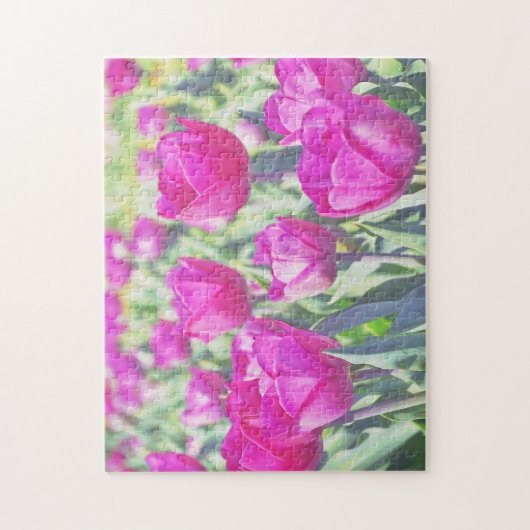 Roze Tulp Tuin Kunst Bloem Puzzel Legpuzzel (Verticaal)