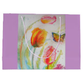 Roze Tulp Tulpen Bloem Waterverf Cadeautas (Achterkant)