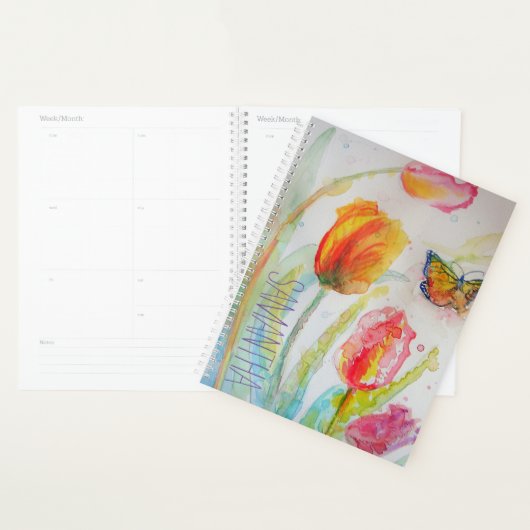 Roze Tulp Tulpen Bloem Waterverf Vrouwenaam Geen Planner (Display)