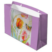 Roze Tulp Tulpen Bloemen Waterverf Gift Bag Groot Cadeauzakje (Achterkant Gekanteld)