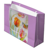 Roze Tulp Tulpen Bloemen Waterverf Gift Bag Groot Cadeauzakje (Voorkant Gekanteld)
