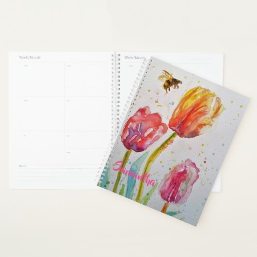 Roze Tulp Tulpen Bloemig Bloemen Notitieboek Plann (Display)