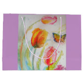 Roze Tulp Tulpen Bloemige Watercolor Cadeautas (Achterkant)