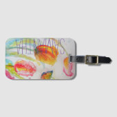 Roze Tulp Tulpen Bloemige Waterverf Vrouwenaam Bagagelabel (Voorkant (horizontaal))