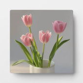 Roze Tulp Vaas Realisme Schilderij Fotoplaat (Voorkant)