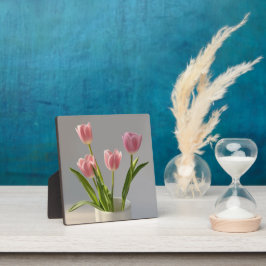 Roze Tulp Vaas Realisme Schilderij Fotoplaat