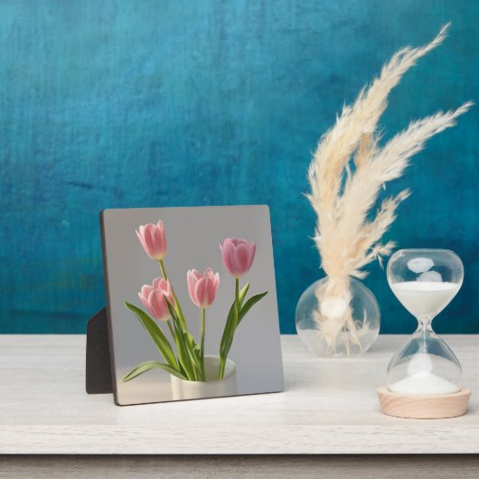 Roze Tulp Vaas Realisme Schilderij Fotoplaat (Insitu)