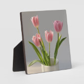 Roze Tulp Vaas Realisme Schilderij Fotoplaat (Voorkant)