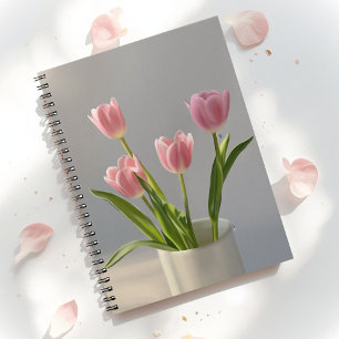 Roze Tulp Vaas Realisme Schilderij Notitieboek