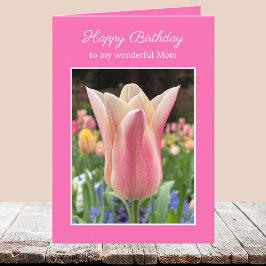 Roze Tulp Verjaardagskaart voor Moeder of Mama Kaart