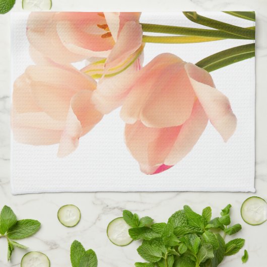 Roze Tulp Vloerklep Tulpen White Floral Flower Theedoek (Gevouwen)