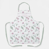 Roze Tulp Waterverf Bloemen Schort (Voorkant)