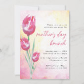 Roze Tulp Waterverf Moederdag Brunch Kaart (Voorkant)