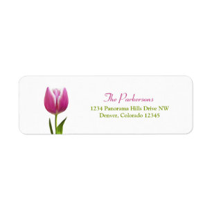 Roze tulp Wedding Return Address Labels