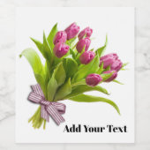 Roze Tulp Wijnlabel Wijn Etiket (Enkel label)
