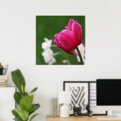 Roze Tulp witte vleermuizen Poster (Thuiskantoor)