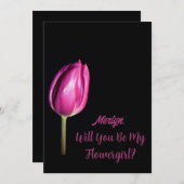 Roze tulp wordt je mijn Flowergirl bruiloft Kaart (Voorkant / Achterkant)