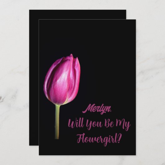 Roze tulp wordt je mijn Flowergirl bruiloft Kaart (Voorkant / Achterkant)