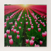 Roze Tulp Zonsondergang Olieverf, Legpuzzel (Verticaal)