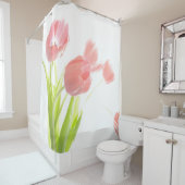 Roze tulpbloem douchegordijn (In situ)