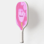  roze tulpbloem met naam en Initiaal Pickleball Paddle (Links)