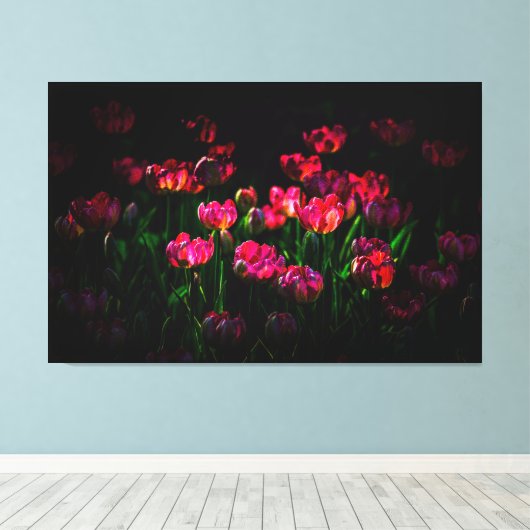 Roze tulpbloemen canvas afdruk (Insitu (Houten vloer))