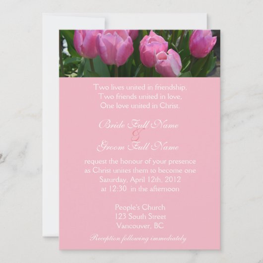  roze tulpbloemen Christelijke bruiloft Kaart (Voorkant)