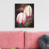 Roze tulpbloemen met regendruppels canvas afdruk (Insitu (Woonkamer))
