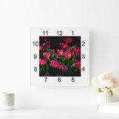 Roze tulpbloemen vierkante klok (Huis)
