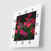 Roze tulpbloemen vierkante klok (Hoek)