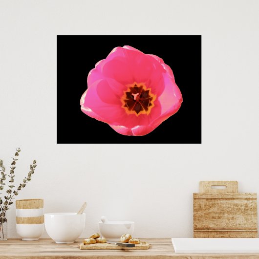 Roze tulpdruk poster (Keuken)
