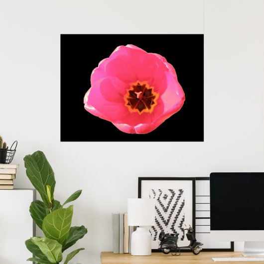 Roze tulpdruk poster (Thuiskantoor)