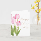 Roze tulpen 2 Moederdag Kaart (Gele Bloem)