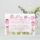 roze tulpen 3 bruiloft uitnodiging (Staand voorkant)