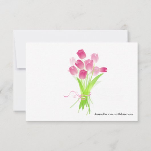 Roze Tulpen - 3x5 Bruids Douche Uitnodiging (Achterkant)
