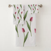 Roze Tulpen aan de zijkant Handdoek Set (Insitu)