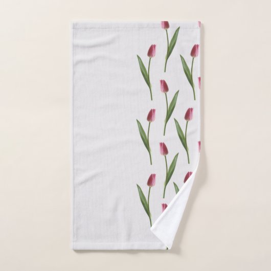 Roze Tulpen aan de zijkant Handdoek Set (Handdoek)