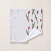 Roze Tulpen aan de zijkant Handdoek Set (Wasdoekje)