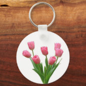 roze tulpen - aanpasbaar sleutelhanger (Voorkant)
