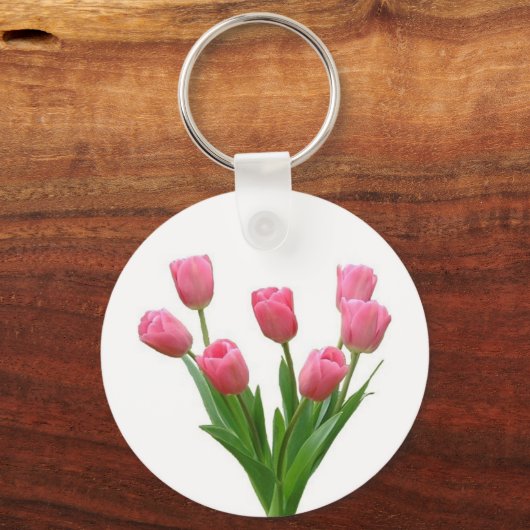 roze tulpen - aanpasbaar sleutelhanger (Voorkant)