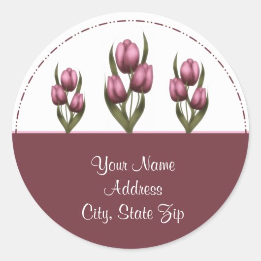 Roze Tulpen Adres Stickers (Voorkant)