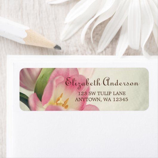  Roze Tulpen Adresetiketten Etiket (Insitu)