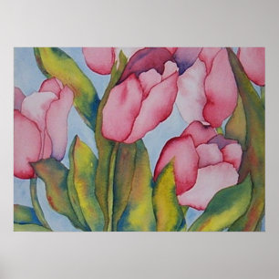Roze tulpen afdrukken poster