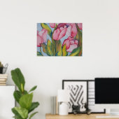 Roze tulpen afdrukken poster (Thuiskantoor)